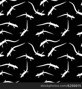 Seamless Pattern of Black and white silhouette of Lizard. Vector Illustration. EPS10. Seamless Pattern of Black and white silhouette Lizard. Vector