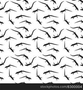 Seamless Pattern of Black and white silhouette of Lizard. Vector Illustration. EPS10. Seamless Pattern of Black and white silhouette Lizard. Vector