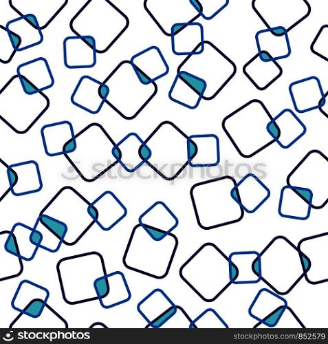 Seamless pattern of blue intersecting squares, transparent background. Ideal for textiles, packaging, paper printing, simple backgrounds and textures.