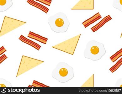 Seamless pattern of breakfast menu set on white background - vector illustration