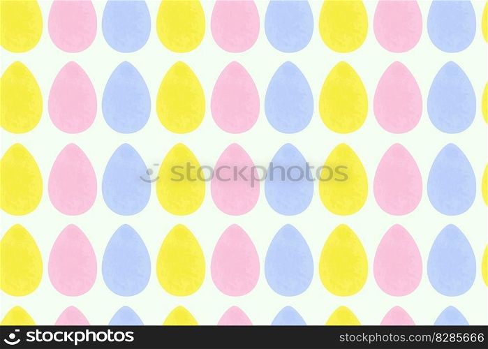 Seamless pattern of bright colorful Easter eggs in trendy soft shades. Happy Easter. Hand drawn. Isolate. Abstract background texture. Good for poster, banner, brochure or greeting, invitation. EPS