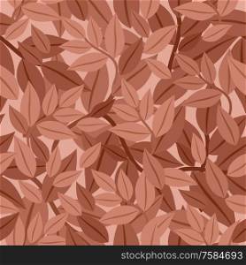 Seamless pattern of brown leaves. Vector illustration