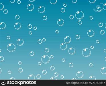 Seamless pattern of bubbles in water on blue background