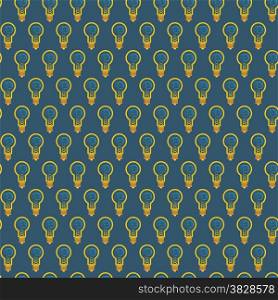 Seamless pattern of bulb with brain inside on blue background