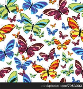 Seamless pattern of butterflies. Colored vector illustration.. Butterfly1