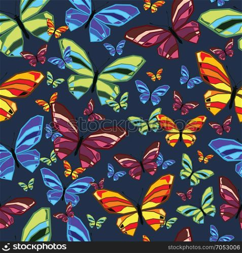 Seamless pattern of butterflies. Colored vector illustration.. Butterfly3