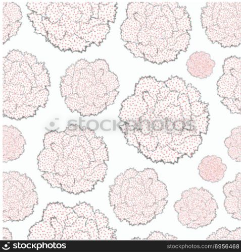Seamless pattern of Carnations. Seamless pattern of stylized simplified flowers Carnations. Vector illustration