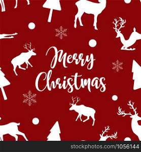 Seamless Pattern of Christmas reindeer with red background, Merry Christmas and Happy New Year.jpg