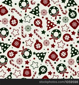 Seamless pattern of christmas texture icons on white background.. Seamless pattern of christmas texture icons