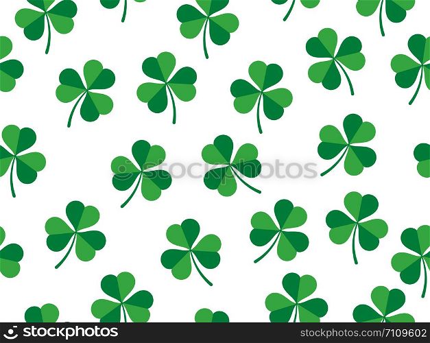 Seamless pattern of clover leaves on white background - St Patrick day