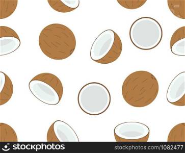 Seamless pattern of coconut fruit on white background - Vector illustration