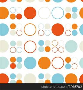 Seamless pattern of colored circles and rings
