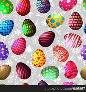Seamless pattern of colored easter eggs. Easter holiday spring, seamless pattern colored eggs illustration vector. Seamless pattern of colored easter eggs
