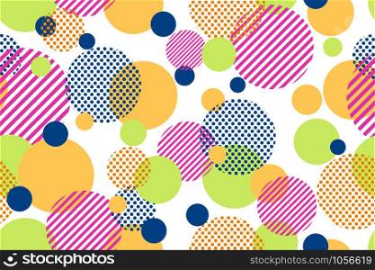 Seamless pattern of colorful dots and geometric circle modern on white background - Vector illustration