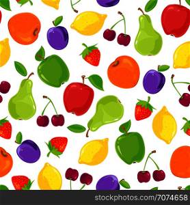 Seamless pattern of colorful fruits. Background pattern fruit, vector illustration. Seamless pattern of colorful fruits