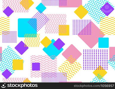 Seamless pattern of colorful shape and geometric square modern on white background - Vector illustration