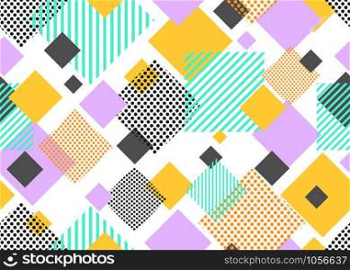 Seamless pattern of colorful triangle geometric modern shape on white background - Vector illustration