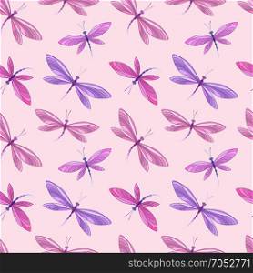 Seamless pattern of dragonfly. Vector illustration seamless pattern of dragonfly. Background with dragonflies in flight