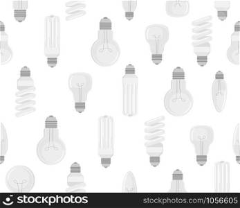 Seamless pattern of electric bulb vector set on white background - Vector illustration