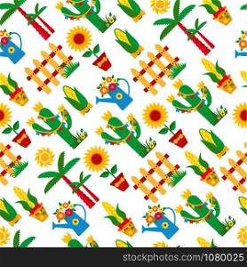 Seamless pattern of festa Junina village festival in Latin America. Icons set in bright color. Flat style decoration.. Seamless pattern of festa Junina village festival in Latin Ameri