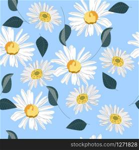 Seamless pattern of field daisies, delicate flowers on a light background, pattern for textiles, packaging as a background