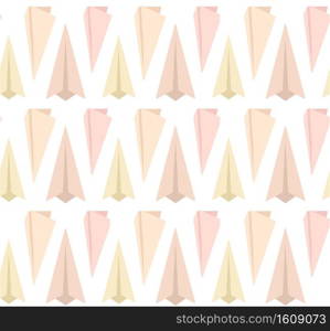 Seamless pattern of flat paper airplanes on white background in row. Transportation of correspondence and letters by air. Vector texture for wallpapers, fabrics, wrapping paper and your creativity. Seamless pattern of flat paper airplanes on white background in row. Transportation of correspondence and letters by air. Vector texture