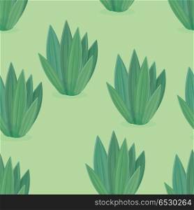 Seamless Pattern of Flower Icons in Flat Design. Seamless pattern of flower icons in flat design. Green flower icon endless texture. Design element for home and office interior. Isolated object on white. Green nature, leaf and pot, gardening. Vector