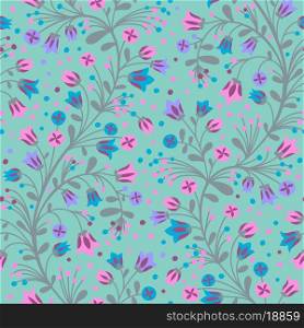 Seamless pattern of flowering branches. Vector illustration.
