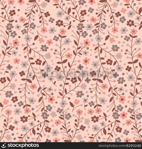 Seamless pattern of flowering branches. Vector illustration.