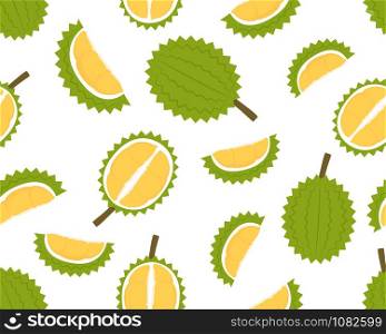 Seamless pattern of fresh durian isolated on white background - Vector illustration