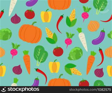 Seamless pattern of fresh vegetables on background - Vector illustration
