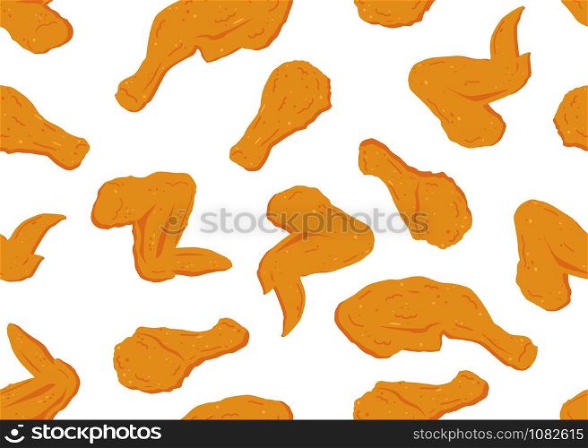 Seamless pattern of fried chicken isolated on white background - Vector illustration