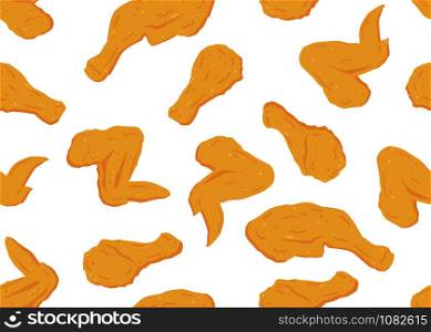 Seamless pattern of fried chicken isolated on white background - Vector illustration