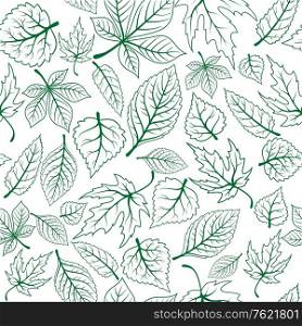 Seamless pattern of green leaves for seasonal or background design