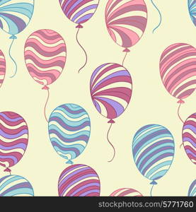 Seamless pattern of hand drawn balloons, vector.