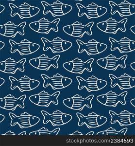 Seamless pattern of hand drawn doodle fish.Vector. Seamless pattern of hand drawn doodle fish.
