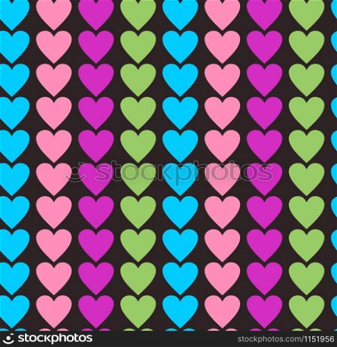 Seamless pattern of hearts in bright colors