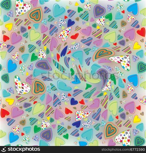 Seamless pattern of hearts with background out of focus