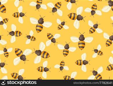 Seamless pattern of honey bees. Image for business, food and agricultural industry.. Seamless pattern of honey bees. Image for food and agricultural industry.