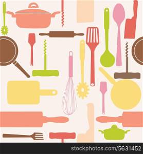 seamless pattern of kitchen tools. Vector illustration. EPS 10.