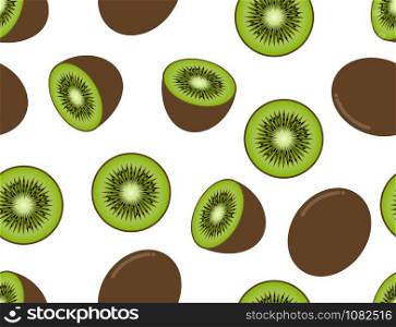 Seamless pattern of kiwi fruit on white background - Vector illustration