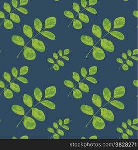 Seamless pattern of leaf on blue background