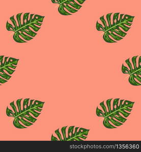 Seamless pattern of leaves monstera. Tropical leaves of palm tree.