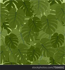 Seamless pattern of monster leaves. Vector illustration