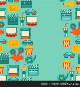 Seamless pattern of movie elements and cinema icons.
