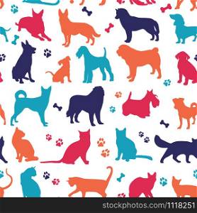 Seamless pattern of nicecolors cats background illustration. Set of nicecolors cats and dogs background illustration. Animal collection. seamless pattern.