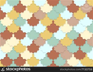 Seamless pattern of overlapping flower shape pastel color background