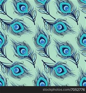 Seamless pattern of peacock feathers. Vector illustration seamless pattern of peacock feathers. Background with feathers