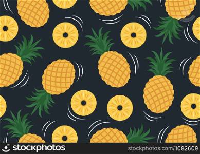 Seamless pattern of pineapple pattern isolated on black background