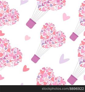 Seamless pattern of Pink balloons in the shape of hearts for Valentine’s Day for postcards, textiles, decor, posters. Vector illustration. Seamless pattern of Pink balloons in the shape of hearts for Valentine’s Day for postcards, textiles, decor, posters. Vector illustration.